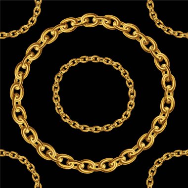 Dikişsiz desen kumaş tasarımı için altın zincir ile. Barok illüstrasyon. 