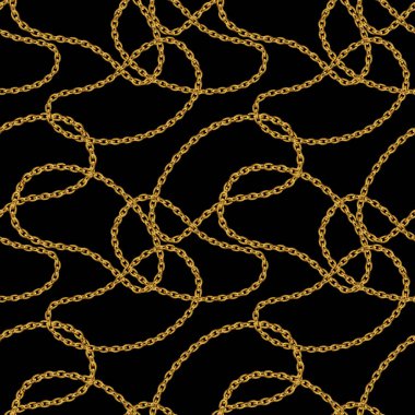 Dikişsiz desen kumaş tasarımı için altın zincir ile. Barok illüstrasyon. 