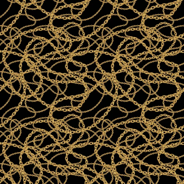 Seamless pattern with gold chains for fabric design. Baroque golden illustration.