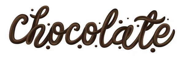 巧克力手绘字母设计 用于广告 咖啡馆等 在白色背景上分离的液体黑巧克力 — 图库矢量图片