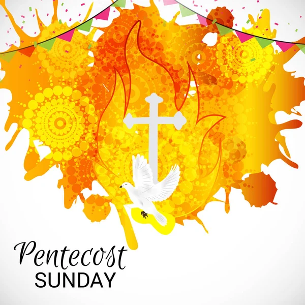 ペンテコステの聖霊降臨祭の背景のベクトル図鳩 — ストックベクタ