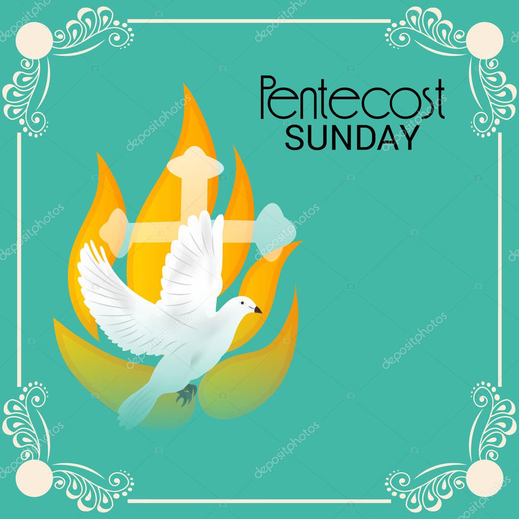 Vector illustration of a Background for Pentecost Holy spirit dove.