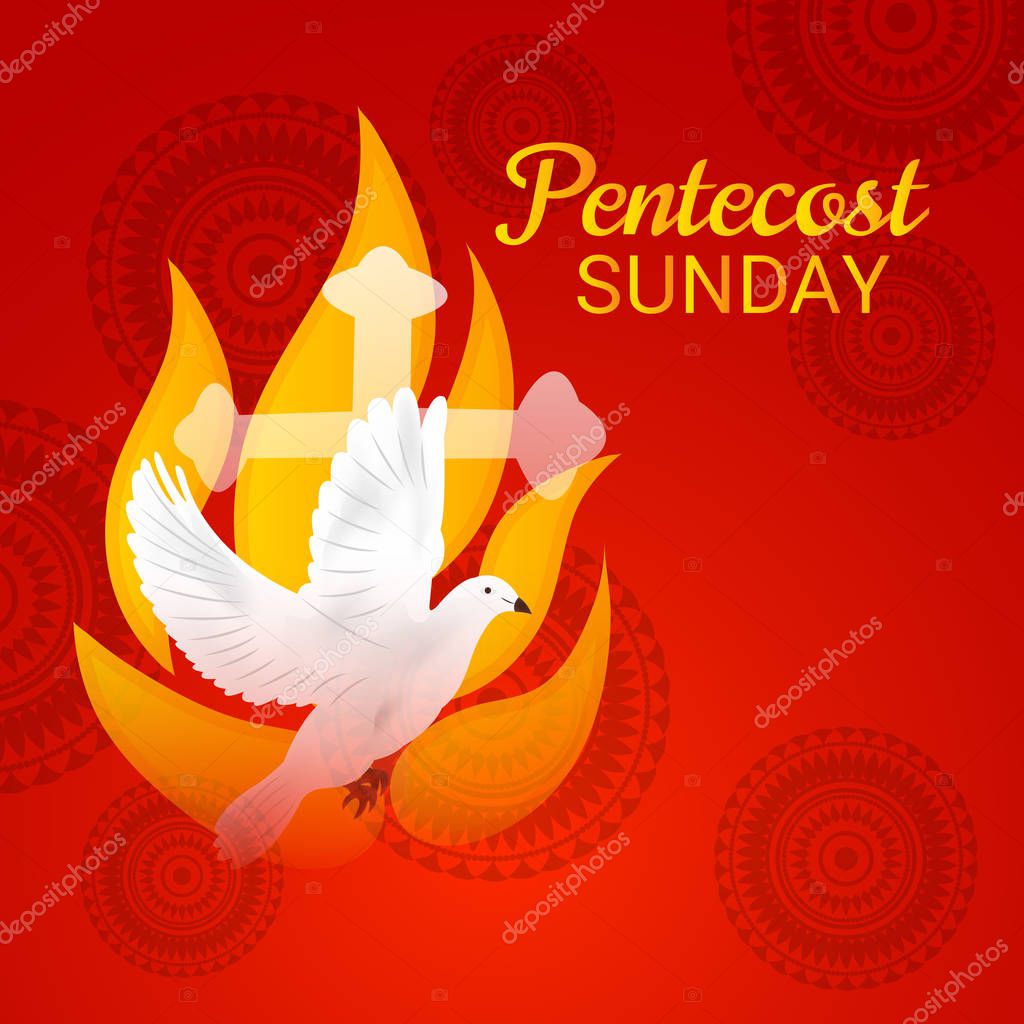 Vector illustration of a Background for Pentecost Holy spirit dove.