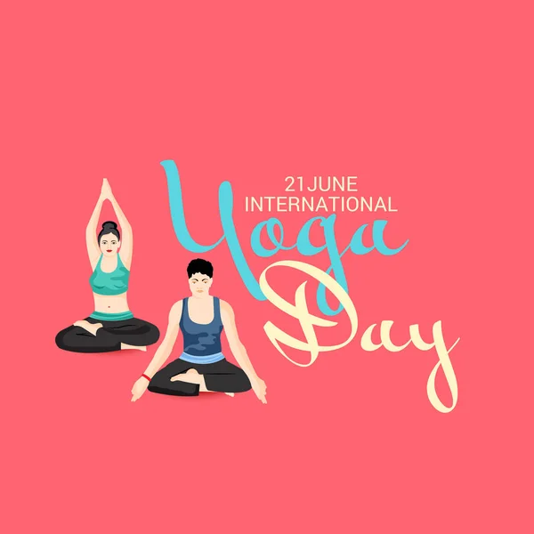 Ilustración Vectorial Antecedentes Para Día Internacional Del Yoga — Archivo Imágenes Vectoriales