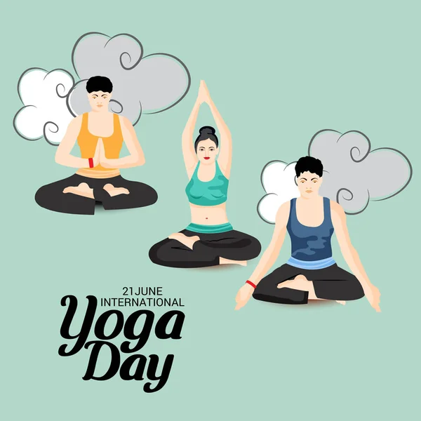 Ilustración Vectorial Antecedentes Para Día Internacional Del Yoga — Archivo Imágenes Vectoriales