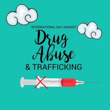 Uluslararası gün karşı uyuşturucu kullanımı ve kaçakçılığı için bir arka plan vektör çizim.