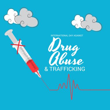 Uluslararası gün karşı uyuşturucu kullanımı ve kaçakçılığı için bir arka plan vektör çizim.
