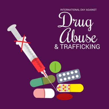 Uluslararası gün karşı uyuşturucu kullanımı ve kaçakçılığı için bir arka plan vektör çizim.