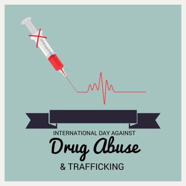 Uluslararası gün karşı uyuşturucu kullanımı ve kaçakçılığı için bir arka plan vektör çizim.