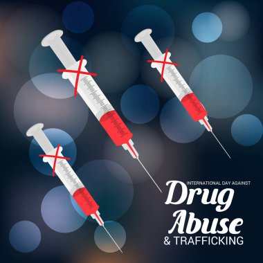 Uluslararası gün karşı uyuşturucu kullanımı ve kaçakçılığı için bir arka plan vektör çizim.