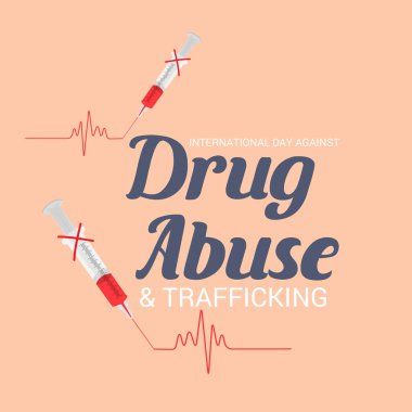 Uluslararası gün karşı uyuşturucu kullanımı ve kaçakçılığı için bir arka plan vektör çizim.
