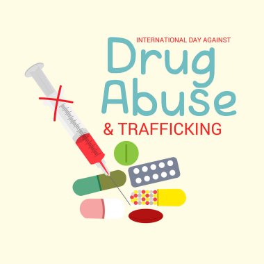 Uluslararası gün karşı uyuşturucu kullanımı ve kaçakçılığı için bir arka plan vektör çizim.