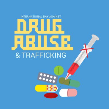 Uluslararası gün karşı uyuşturucu kullanımı ve kaçakçılığı için bir arka plan vektör çizim.