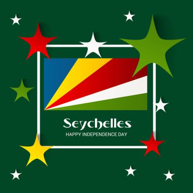 Seyşeller bağımsızlık günü vatansever tasarımı için bir arka plan illüstrasyon. 