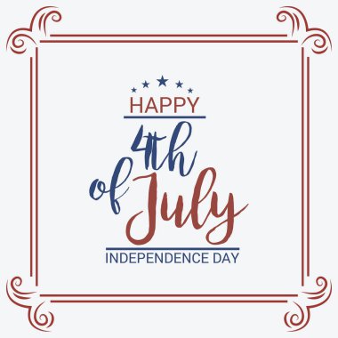 Vektör Illustration dört Temmuz. 4 Temmuz tatil Banner. ABD Bağımsızlık günü afiş.