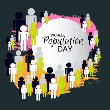 Dünya Nüfus günü için bir metin alanı arka plan vektör çizim.