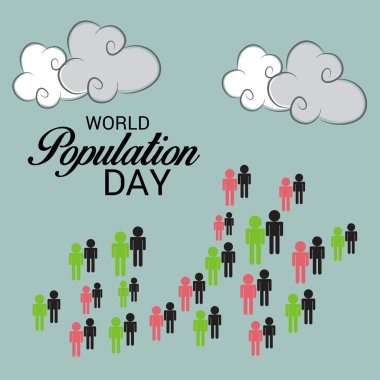 Dünya Nüfus günü için bir metin alanı arka plan vektör çizim.