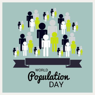 Dünya Nüfus günü için bir metin alanı arka plan vektör çizim.