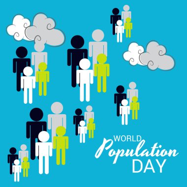 Dünya Nüfus günü için bir metin alanı arka plan vektör çizim.