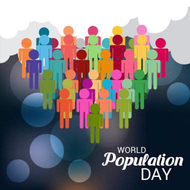 Dünya Nüfus günü için bir metin alanı arka plan vektör çizim.