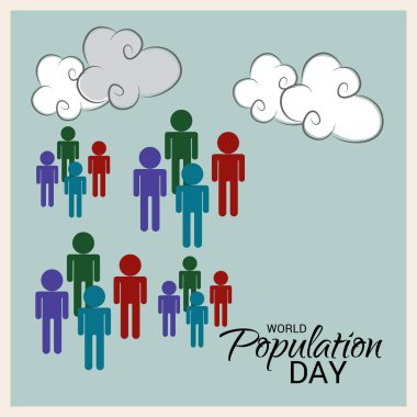 Dünya Nüfus günü için bir metin alanı arka plan vektör çizim.