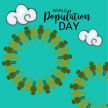 Dünya Nüfus günü için bir metin alanı arka plan vektör çizim.