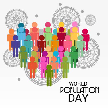 Dünya Nüfus günü için bir metin alanı arka plan vektör çizim.