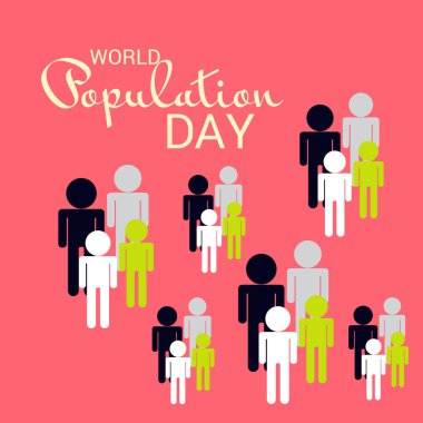 Dünya Nüfus günü için bir metin alanı arka plan vektör çizim.