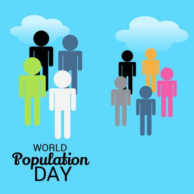 Dünya Nüfus günü için bir metin alanı arka plan vektör çizim.