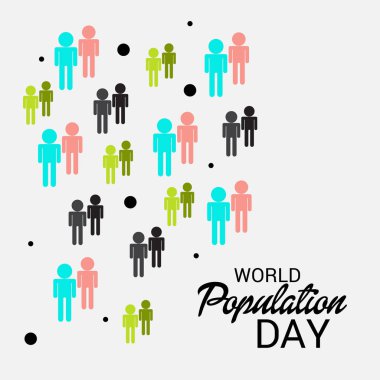 Dünya Nüfus günü için bir metin alanı arka plan vektör çizim.