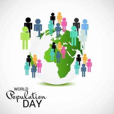 Dünya Nüfus günü için bir metin alanı arka plan vektör çizim.
