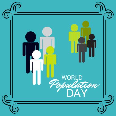 Dünya Nüfus günü için bir metin alanı arka plan vektör çizim.