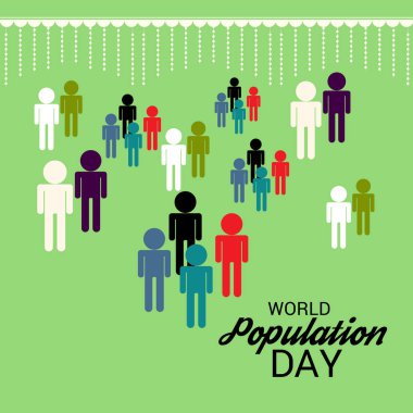 Dünya Nüfus günü için bir metin alanı arka plan vektör çizim.