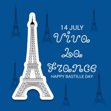 Vektör çizim bir afiş 14 Temmuz. Bastille günü kutlu olsun. Metin alanı arka plan.