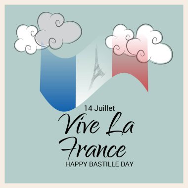 Vektör çizim bir afiş 14 Temmuz. Bastille günü kutlu olsun. Metin alanı arka plan.