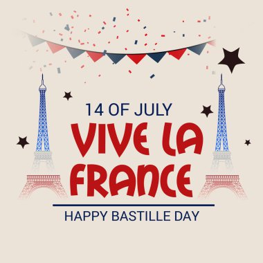 Vektör çizim bir afiş 14 Temmuz. Bastille günü kutlu olsun. Metin alanı arka plan.
