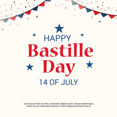 Vektör çizim bir afiş 14 Temmuz. Bastille günü kutlu olsun. Metin alanı arka plan.
