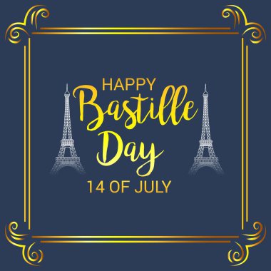 Vektör çizim bir afiş 14 Temmuz. Bastille günü kutlu olsun. Metin alanı arka plan.