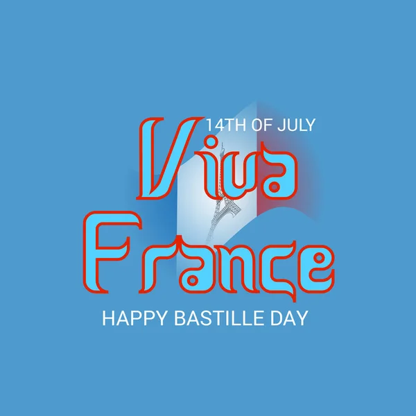 Vector Illustration Banner 14Th July Happy Bastille Day Text Space — Stock Vector