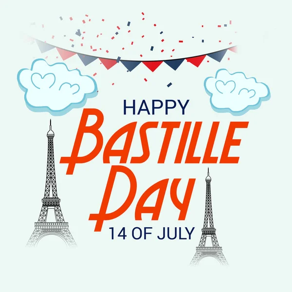 Vector Illustration Banner 14Th July Happy Bastille Day Text Space — Stock Vector