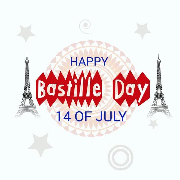 Vector Illustration Banner 14Th July Happy Bastille Day Text Space — Stock Vector