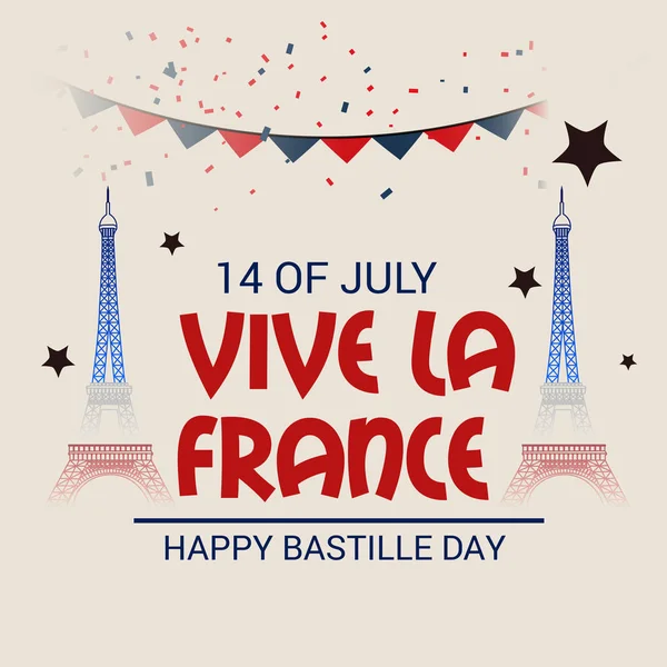 Vektör çizim bir afiş 14 Temmuz. Bastille günü kutlu olsun. Metin alanı arka plan.