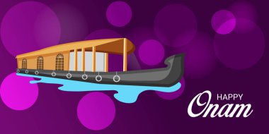 Mutlu Onam Festivali Güney Hindistan Kerala için bir kutlama arka plan vektör çizim.