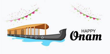 Mutlu Onam Festivali Güney Hindistan Kerala için bir kutlama arka plan vektör çizim.