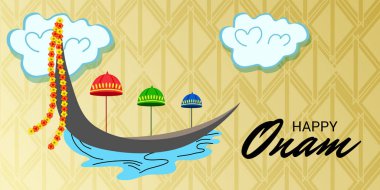 Mutlu Onam Festivali Güney Hindistan Kerala için bir kutlama arka plan vektör çizim.