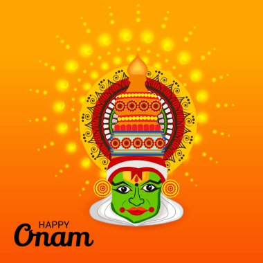 Mutlu Onam Festivali Güney Hindistan Kerala için bir kutlama arka plan vektör çizim.