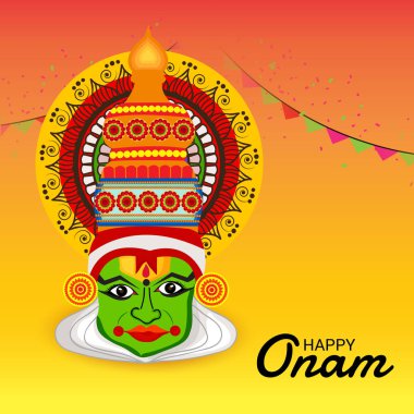 Mutlu Onam Festivali Güney Hindistan Kerala için bir kutlama arka plan vektör çizim.
