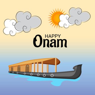 Mutlu Onam Festivali Güney Hindistan Kerala için bir kutlama arka plan vektör çizim.