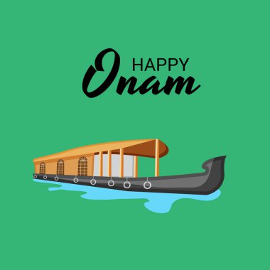 Mutlu Onam Festivali Güney Hindistan Kerala için bir kutlama arka plan vektör çizim.