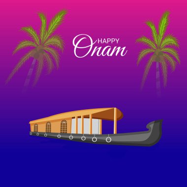 Mutlu Onam Festivali Güney Hindistan Kerala için bir kutlama arka plan vektör çizim.